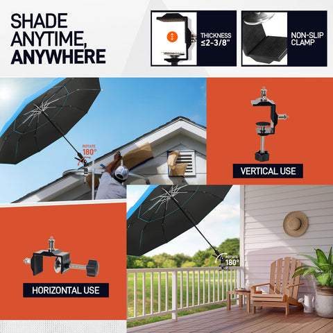 WARMOASIS magnetic base on metal surfaces keeps the umbrella steady.