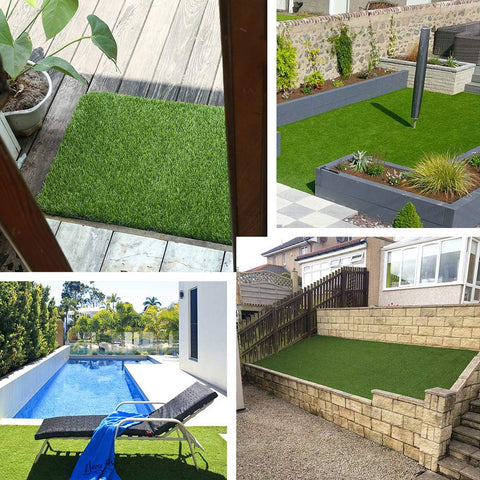 WarmShe artificial grass lawn mat suitable for garden and entryways.