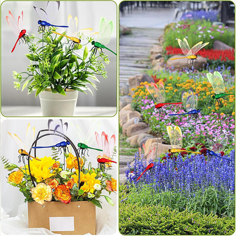 Warmshine dragonfly garden stake in yellow adds patio charm