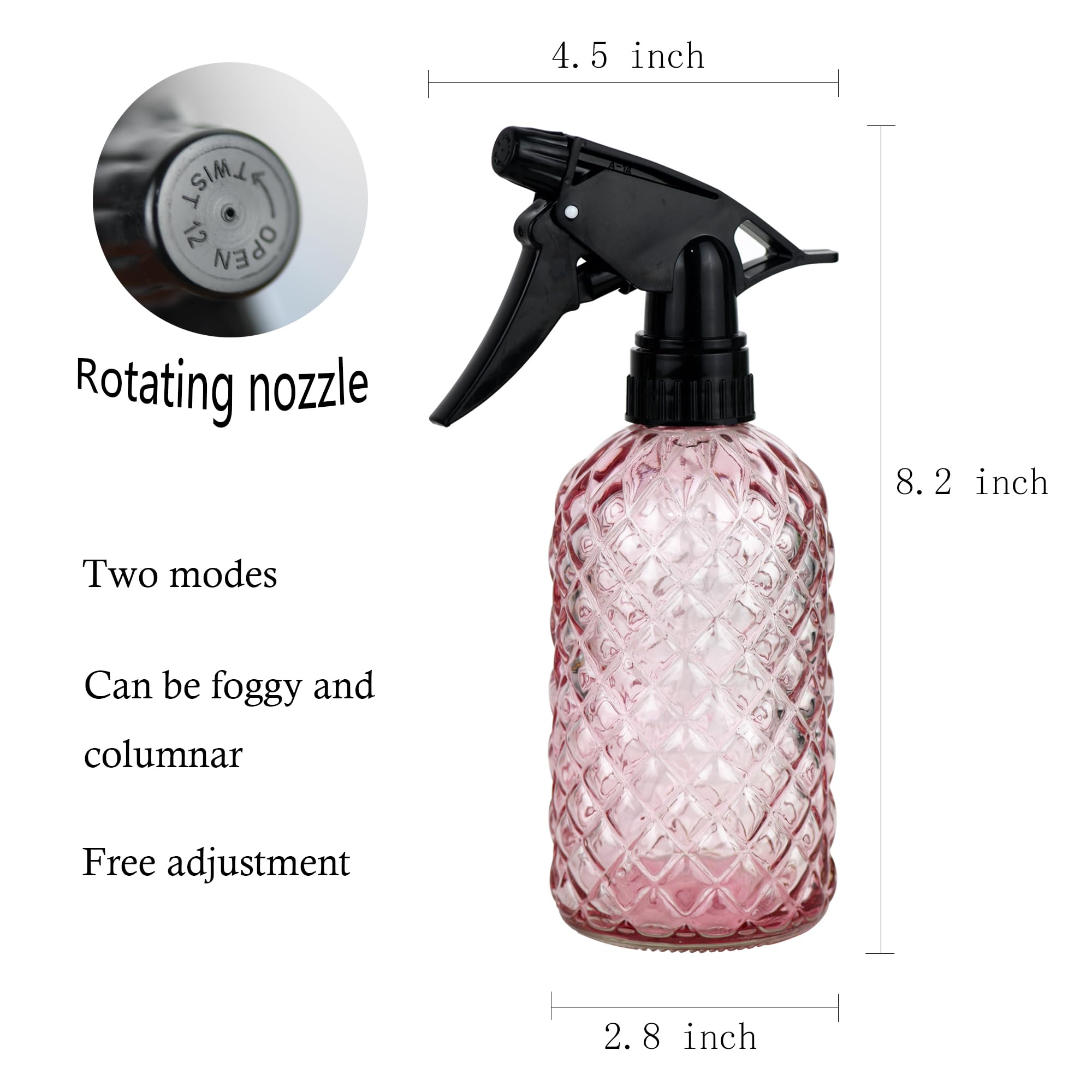 Wartter adjustable spray nozzle enables fine mist or strong stream.