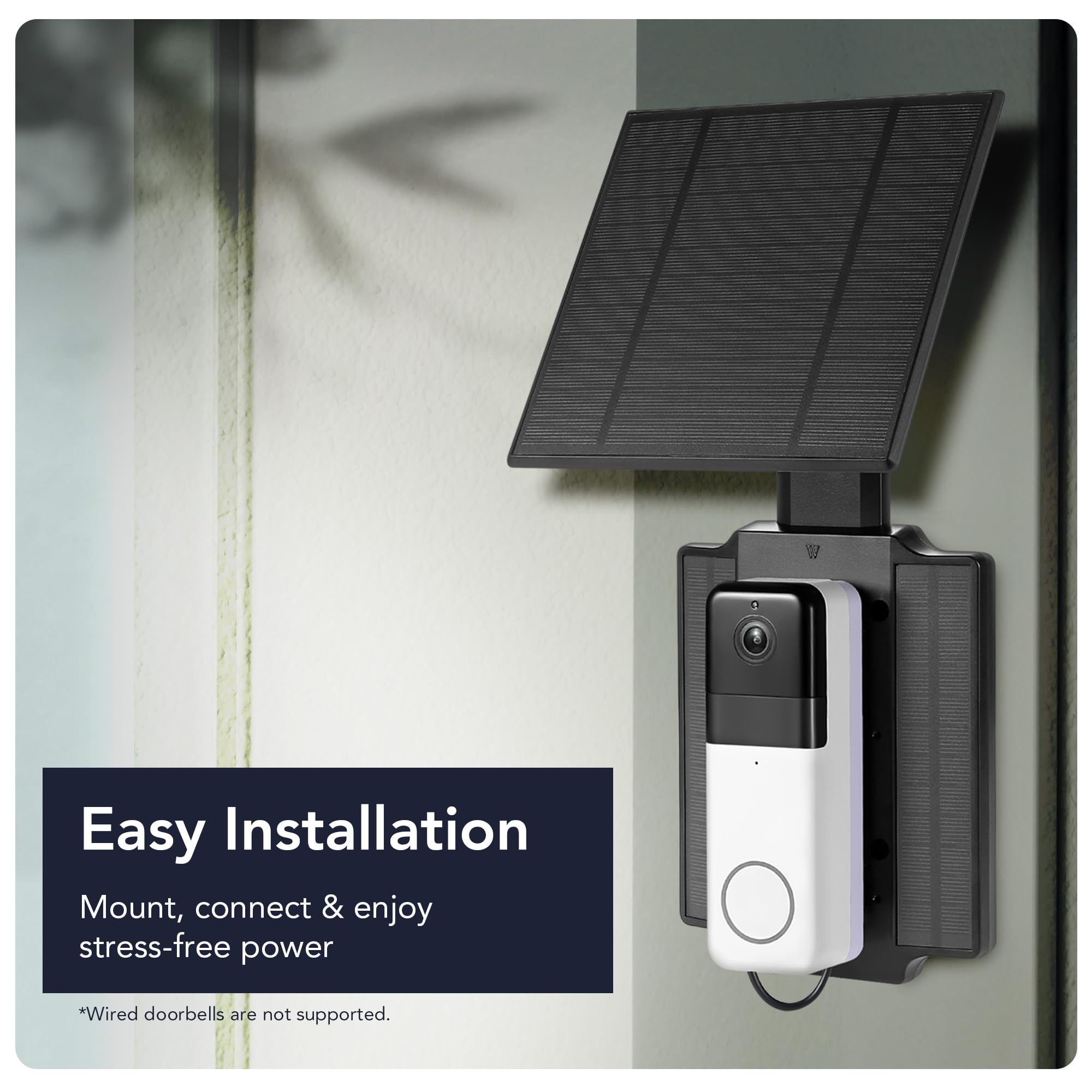 Wasserstein outdoor installation showing secure mounting and solar power.