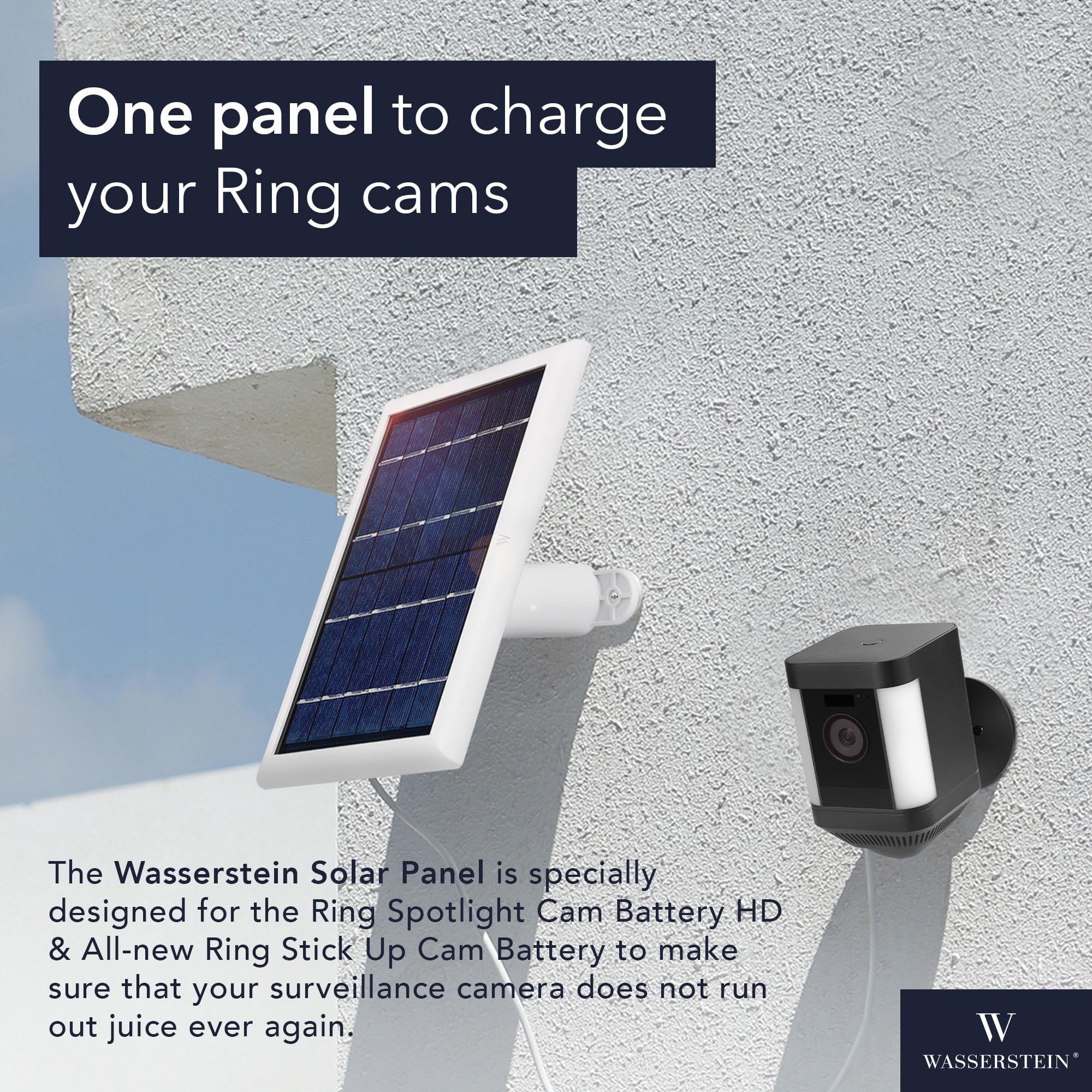 Wasserstein solar panel with 360-degree mount for flexible sun exposure