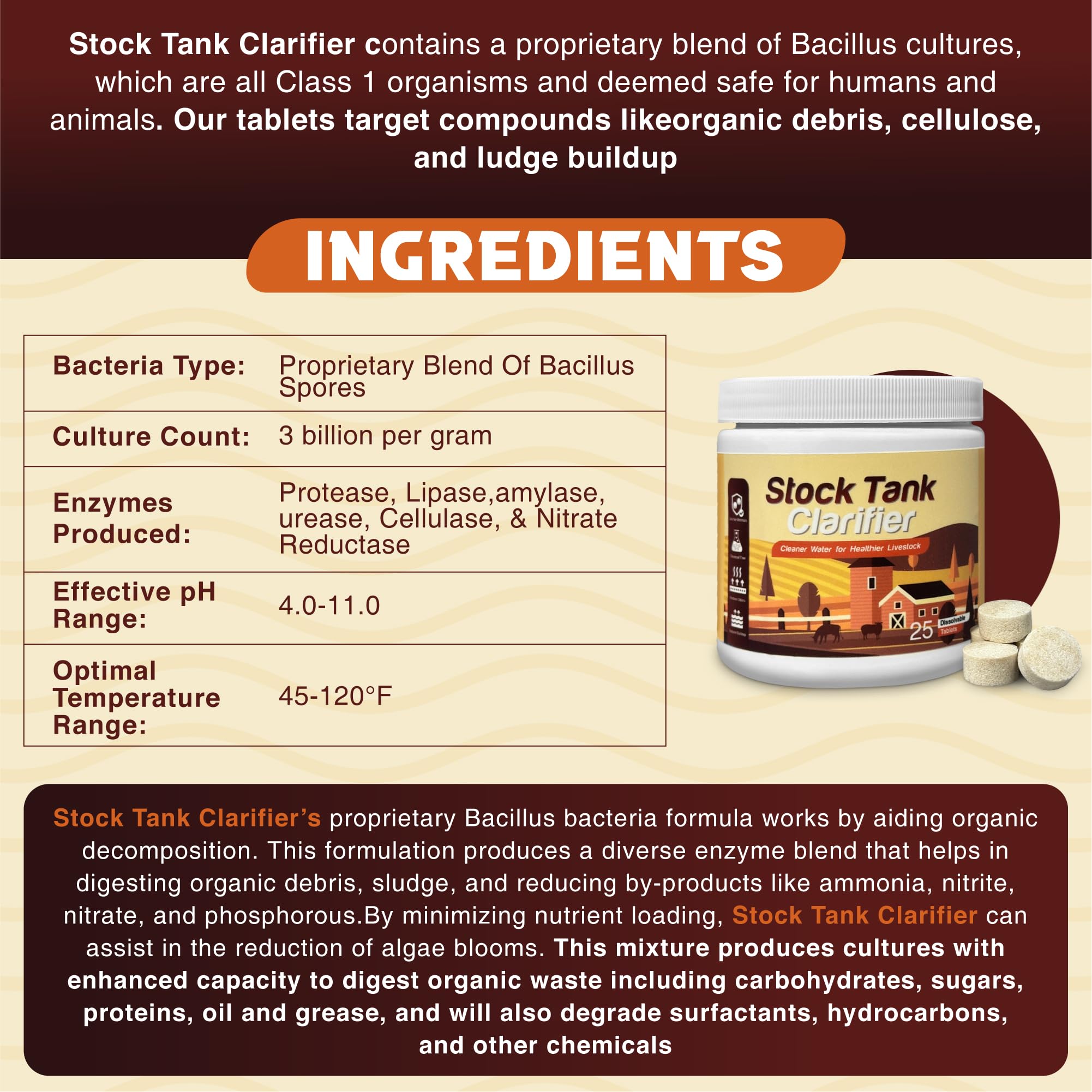 Waste Tank Formula Stock Tank Clarifier safe for horses and cattle