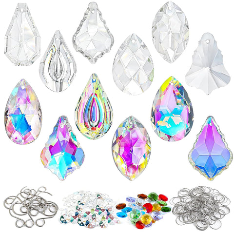 WASTROYAL 212pcs sun catcher crystals kit with prisms for vibrant rainbow displays