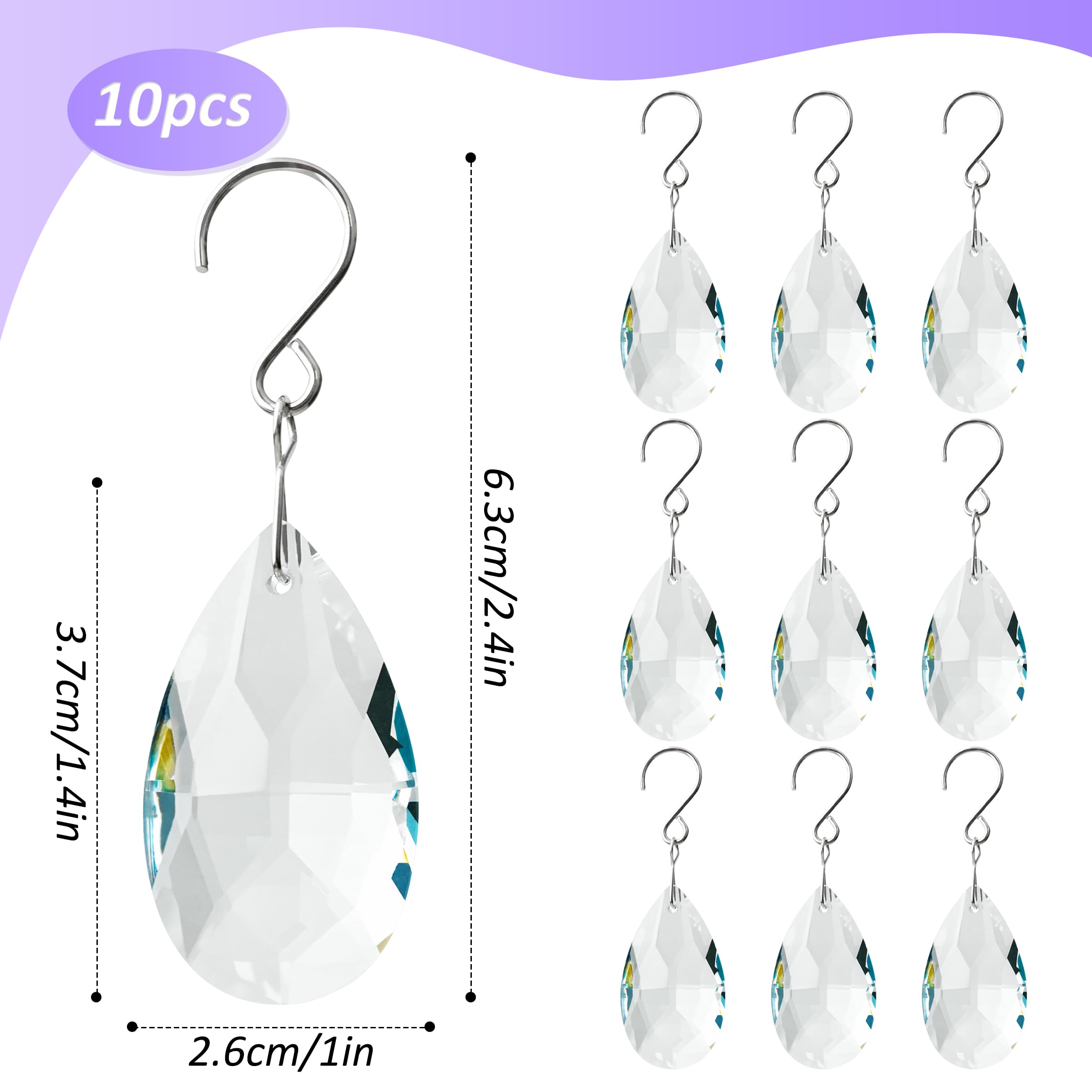 WASTROYAL clear teardrop crystal pendant with hanging ring for easy window display
