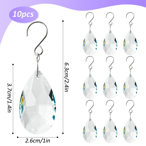 WASTROYAL clear teardrop crystal pendant with hanging ring for easy window display