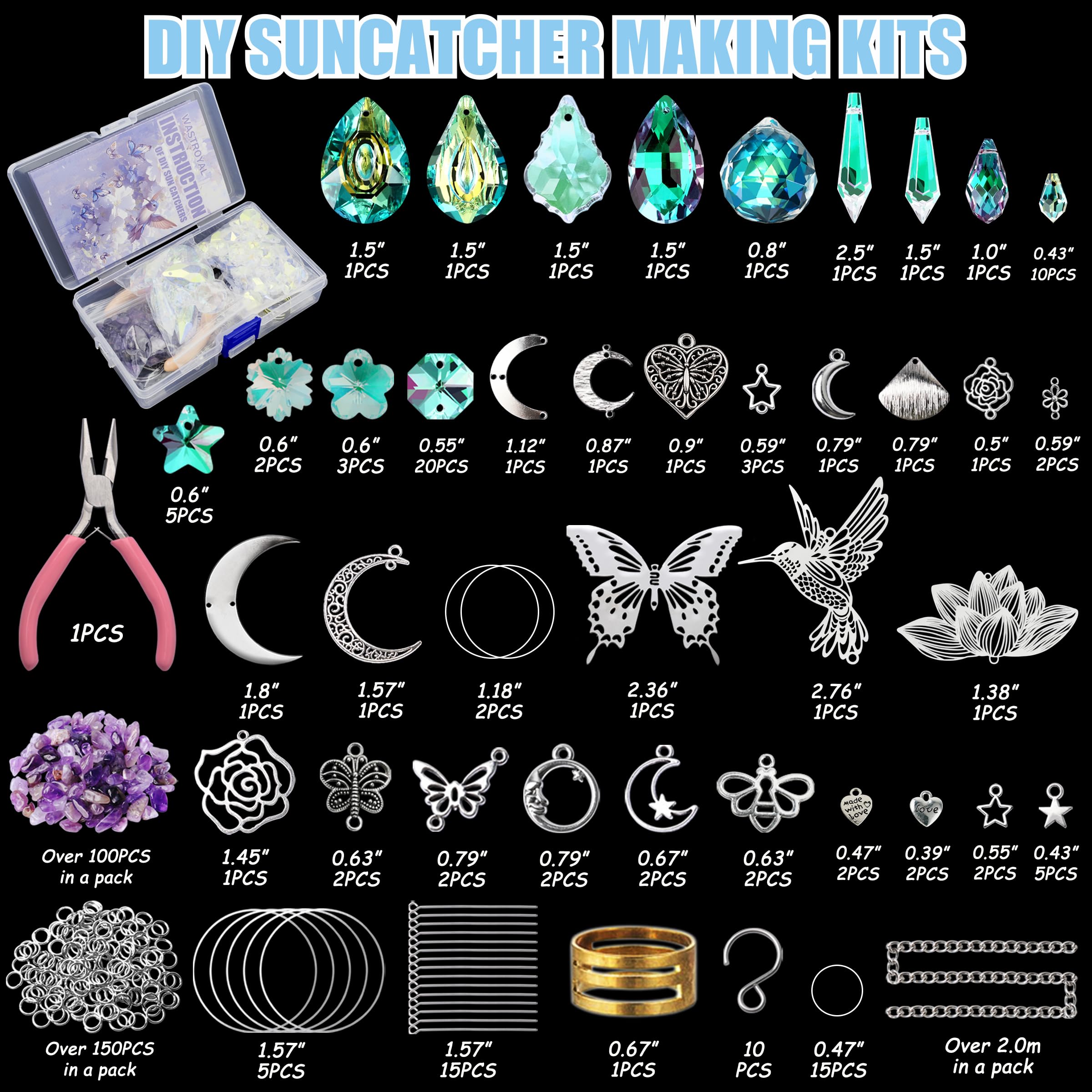 WASTROYAL crystal pendant set with varied shapes adds delicate accents to crafts.