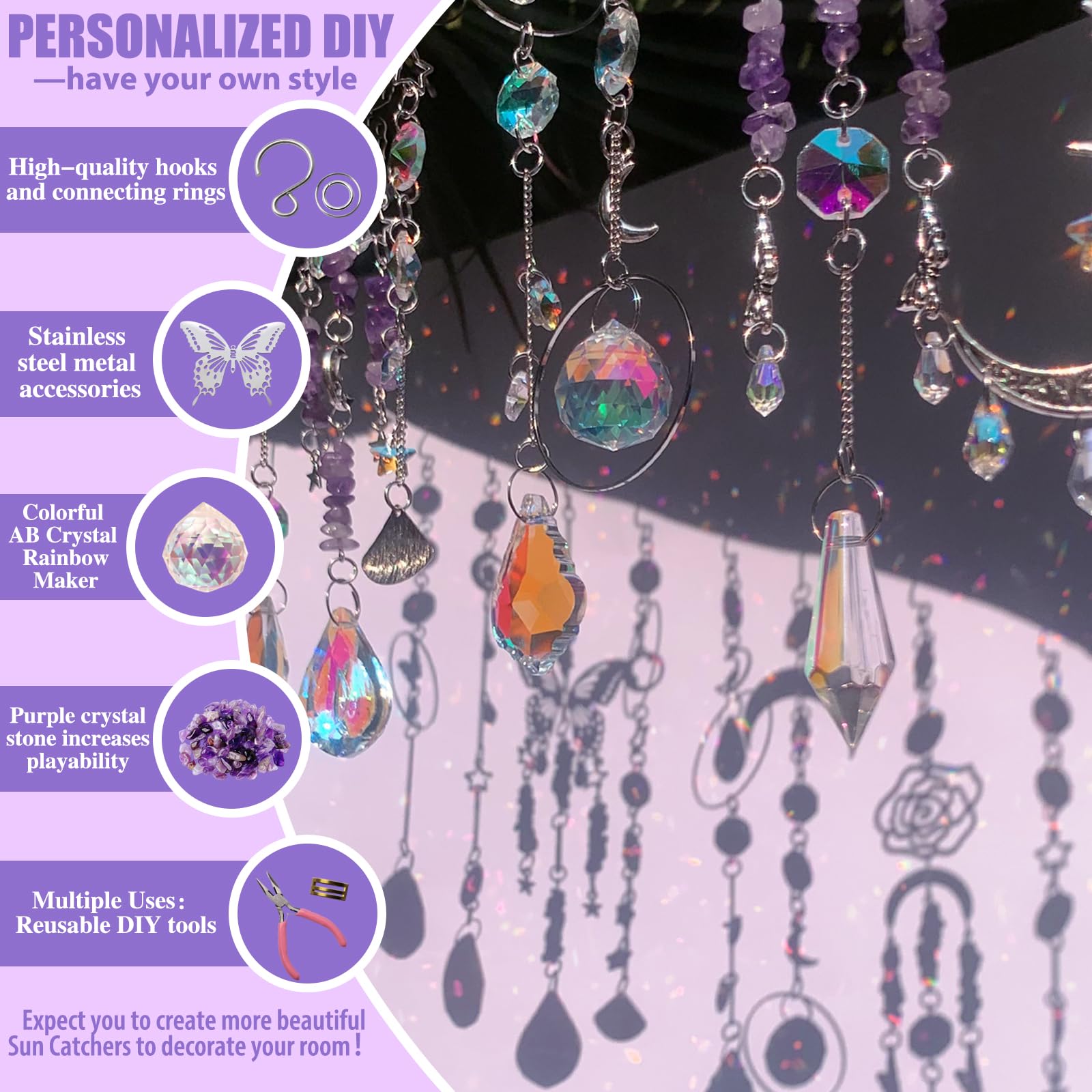WASTROYAL crystal prism beads polished for bright, color-rich reflections.