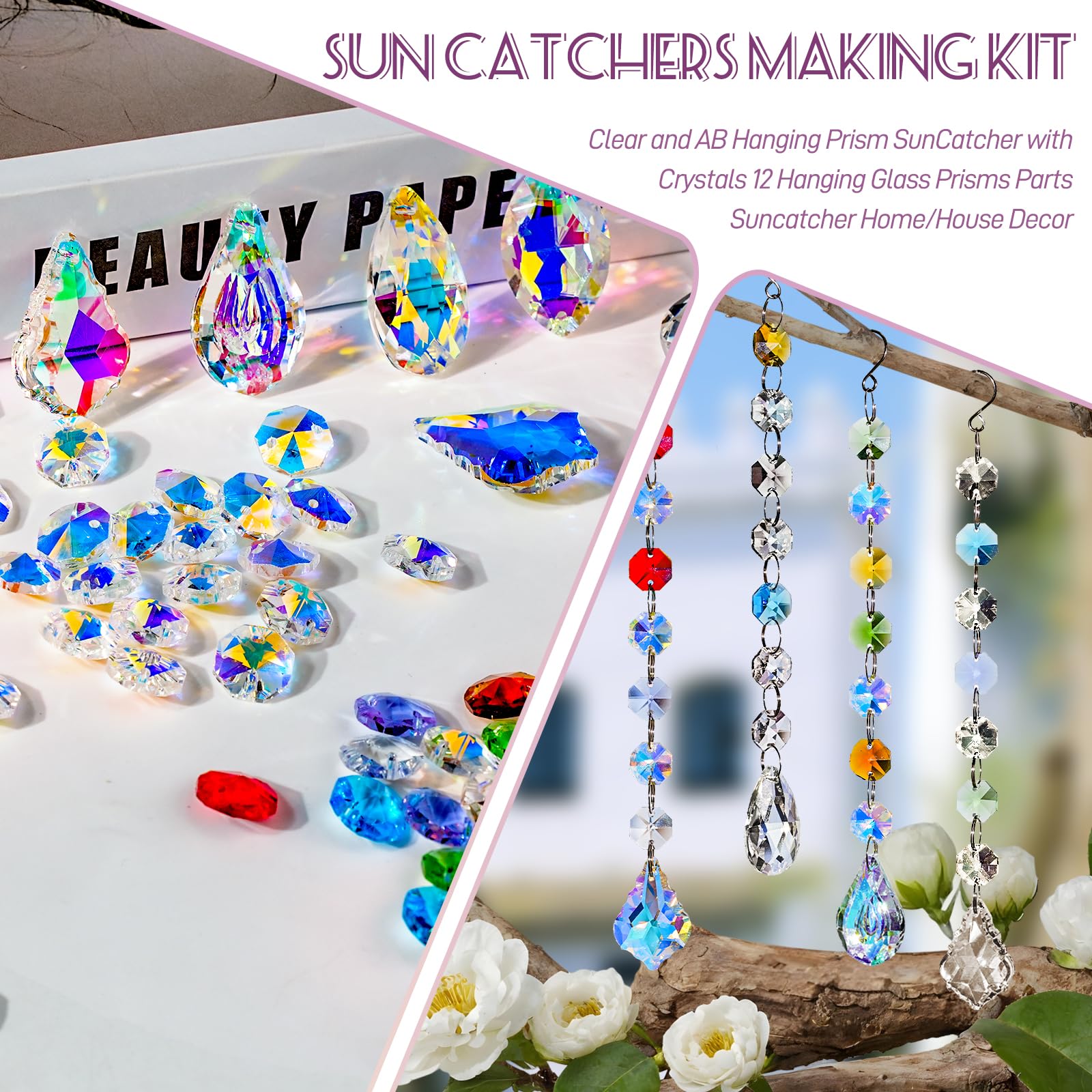 WASTROYAL crystal prisms and shapes for creative sun catcher projects