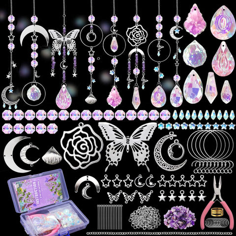 WASTROYAL DIY Suncatcher Kit with crystal parts for sparkling window decor.