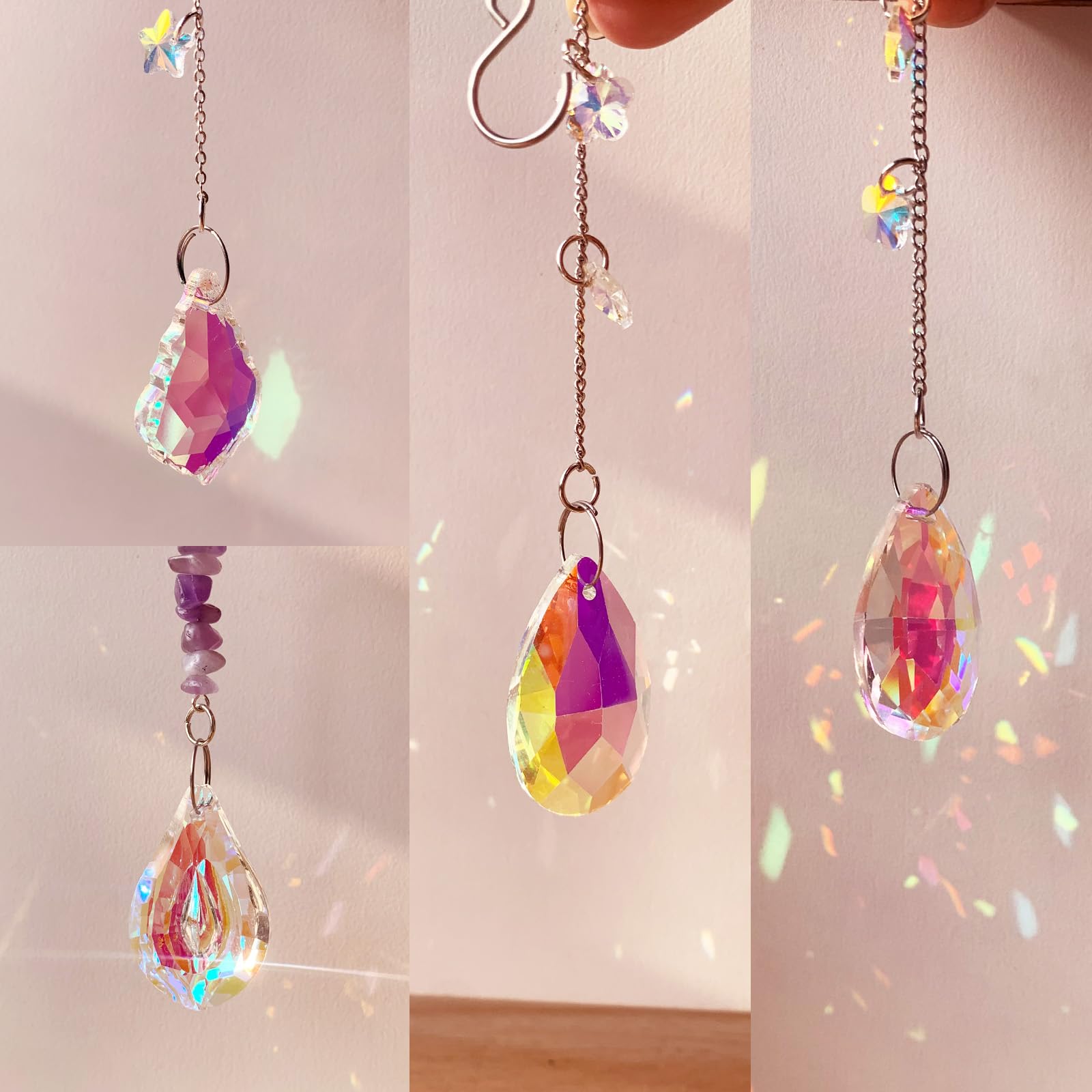 WASTROYAL garden door suncatcher hanger adding sparkle outdoors.