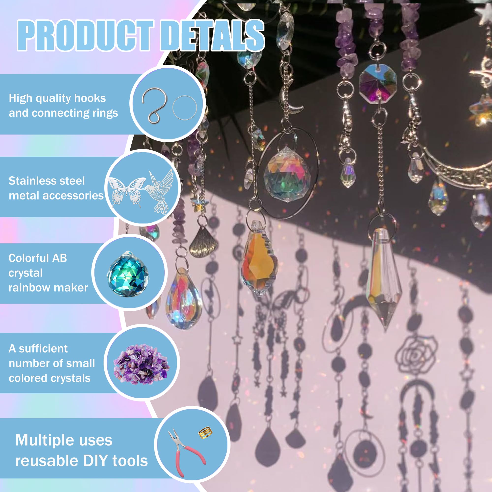 WASTROYAL purple crystal beads invite color and elegance to handmade suncatchers.