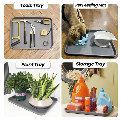 Wataniya Pet raised-edge tray contains splashes and mud.
