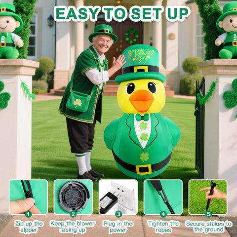 Watato St Patrick's Day duck lawn decor enhances events and parades.