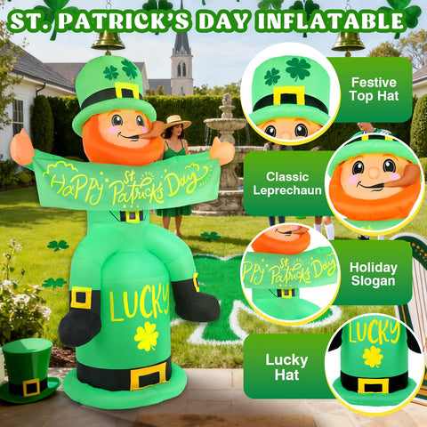 Watato LED-lit leprechaun inflates nighttime yard ambiance