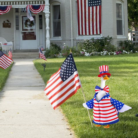 Watayo goose glasses accessory adds playful character to porch statues.
