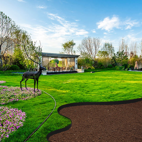Watayo lawn border curved edges demonstrates easy installation on irregular lawns and paths.