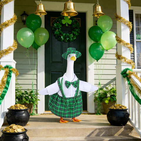 Watayo green plaid goose costume easy to wear and remove for quick updates