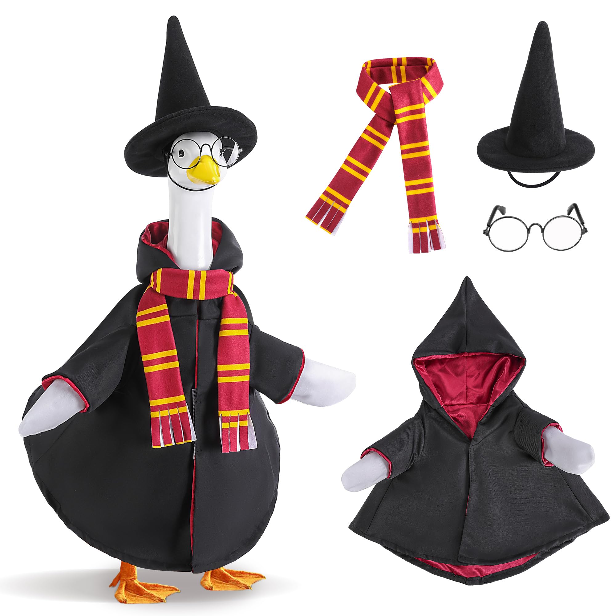 Watayo witch goose robe on 23-inch statue adds festive porch charm
