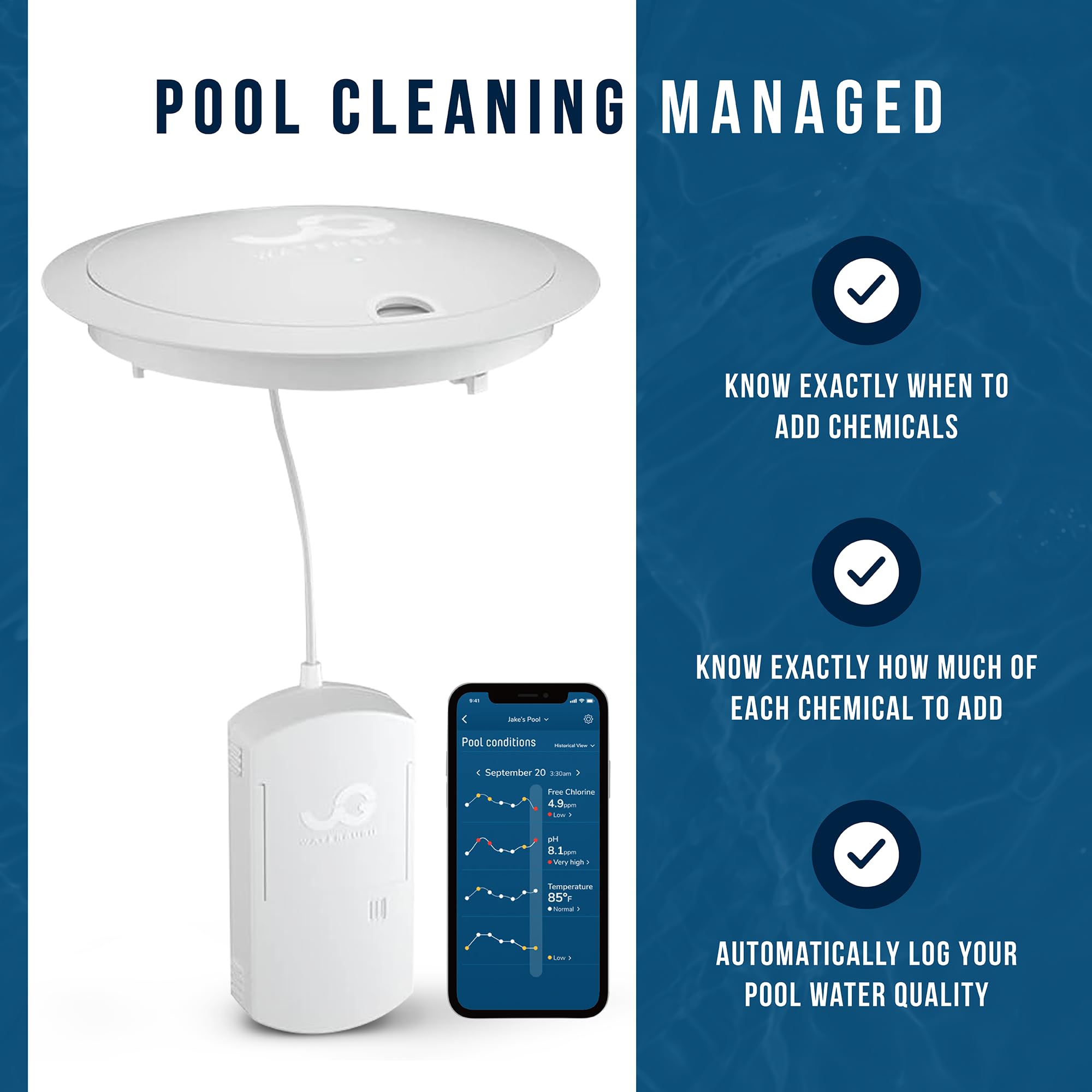 WaterGuru Sense S2 includes batteries and float ring for ready use.