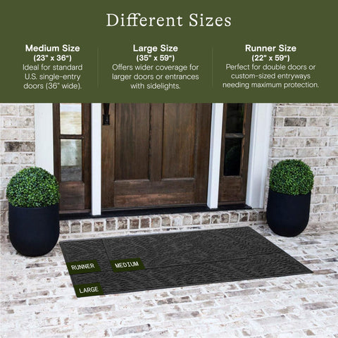 WaterHog Boxwood charcoal mat blends with outdoor entrances and dirt control