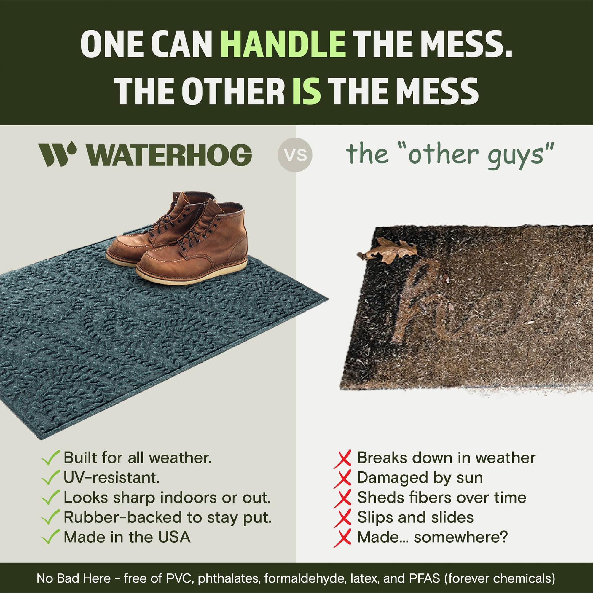 WaterHog Boxwood mat fits indoor or outdoor spaces at 23x36 inches