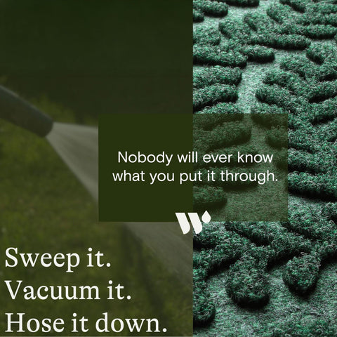 WaterHog Boxwood traps moisture and dirt at the threshold to protect floors.