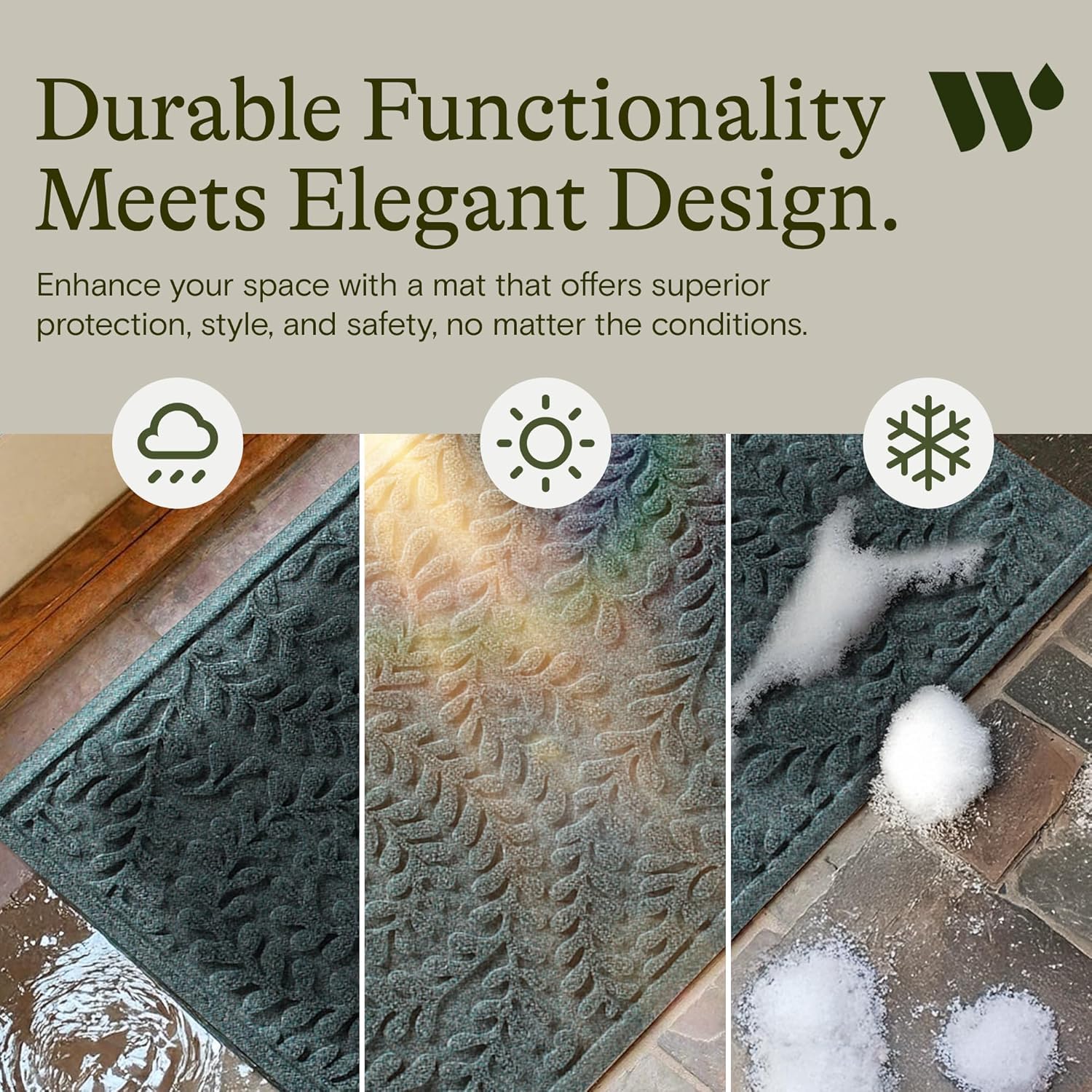 WaterHog Boxwood low-profile entry mat blends with any decor