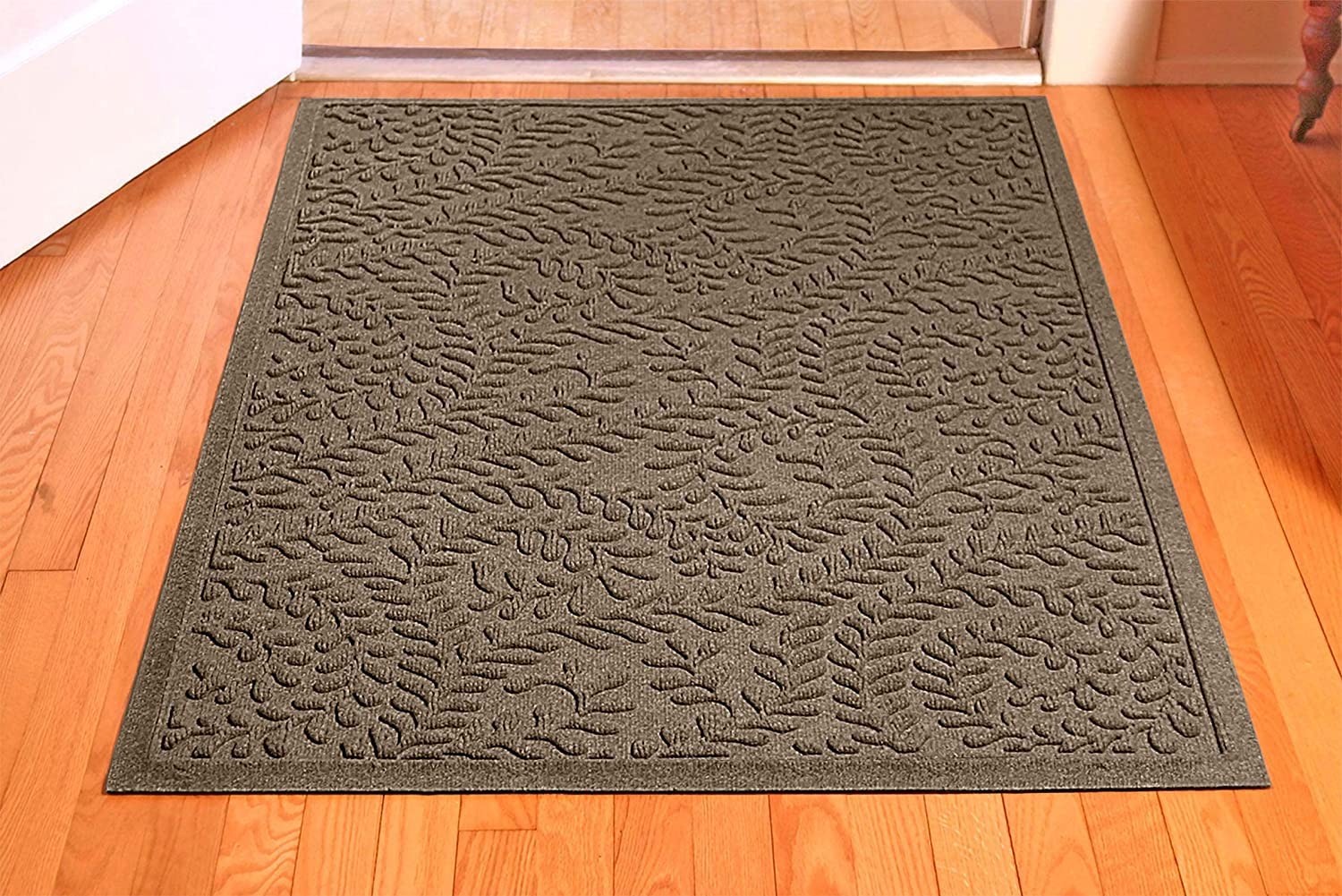 WaterHog Boxwood mat back with non-slip rubber backing for secure indoor or outdoor use.