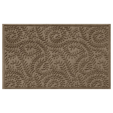 WaterHog Boxwood front door mat close-up showing ribbed texture trapping moisture.