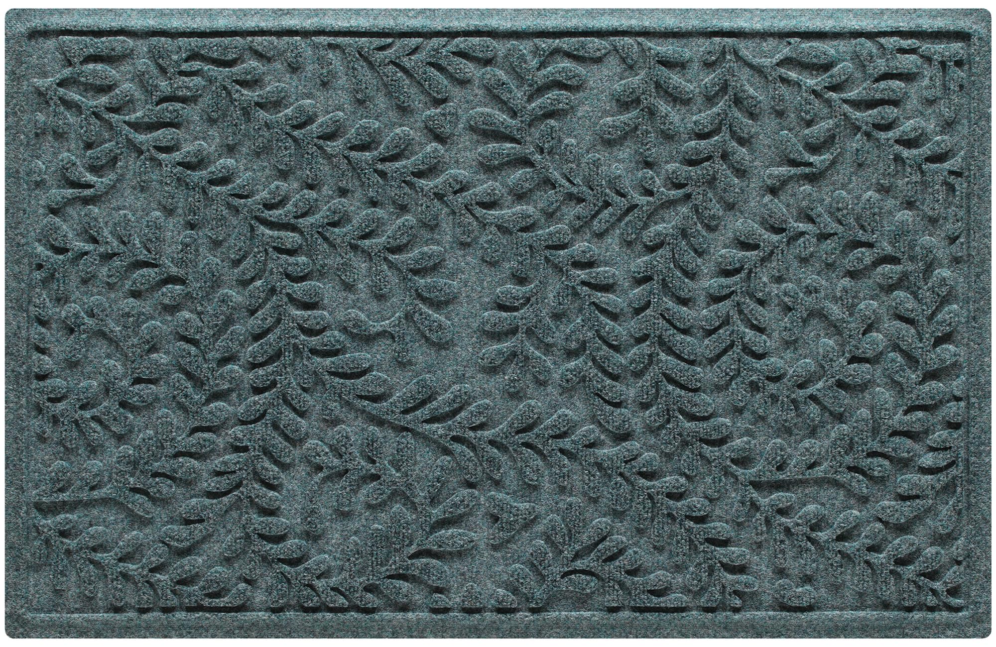 WaterHog Boxwood Front Door Mat ridge design close-up captures dirt at the threshold
