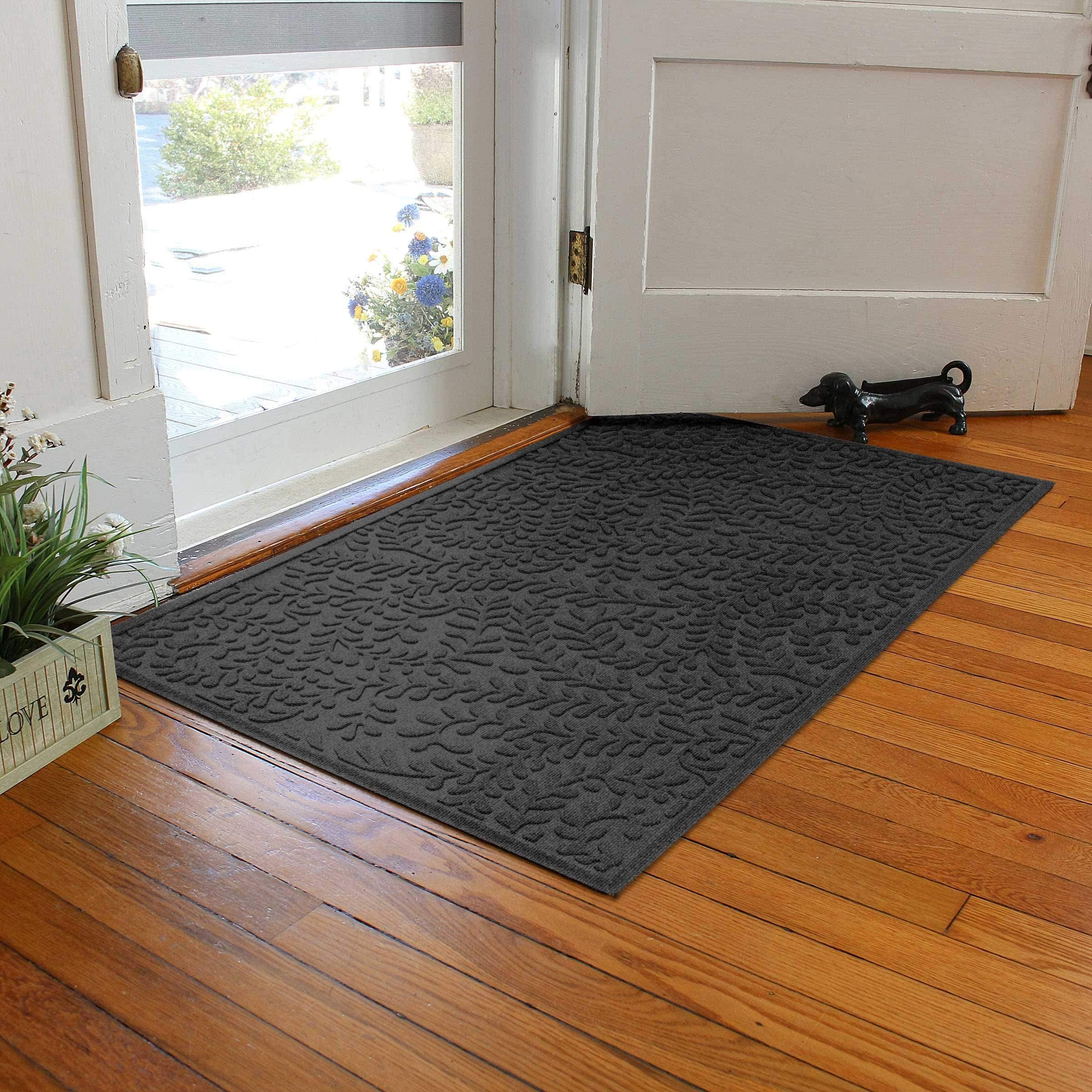 WaterHog Boxwood front door mat ridge design traps moisture at threshold