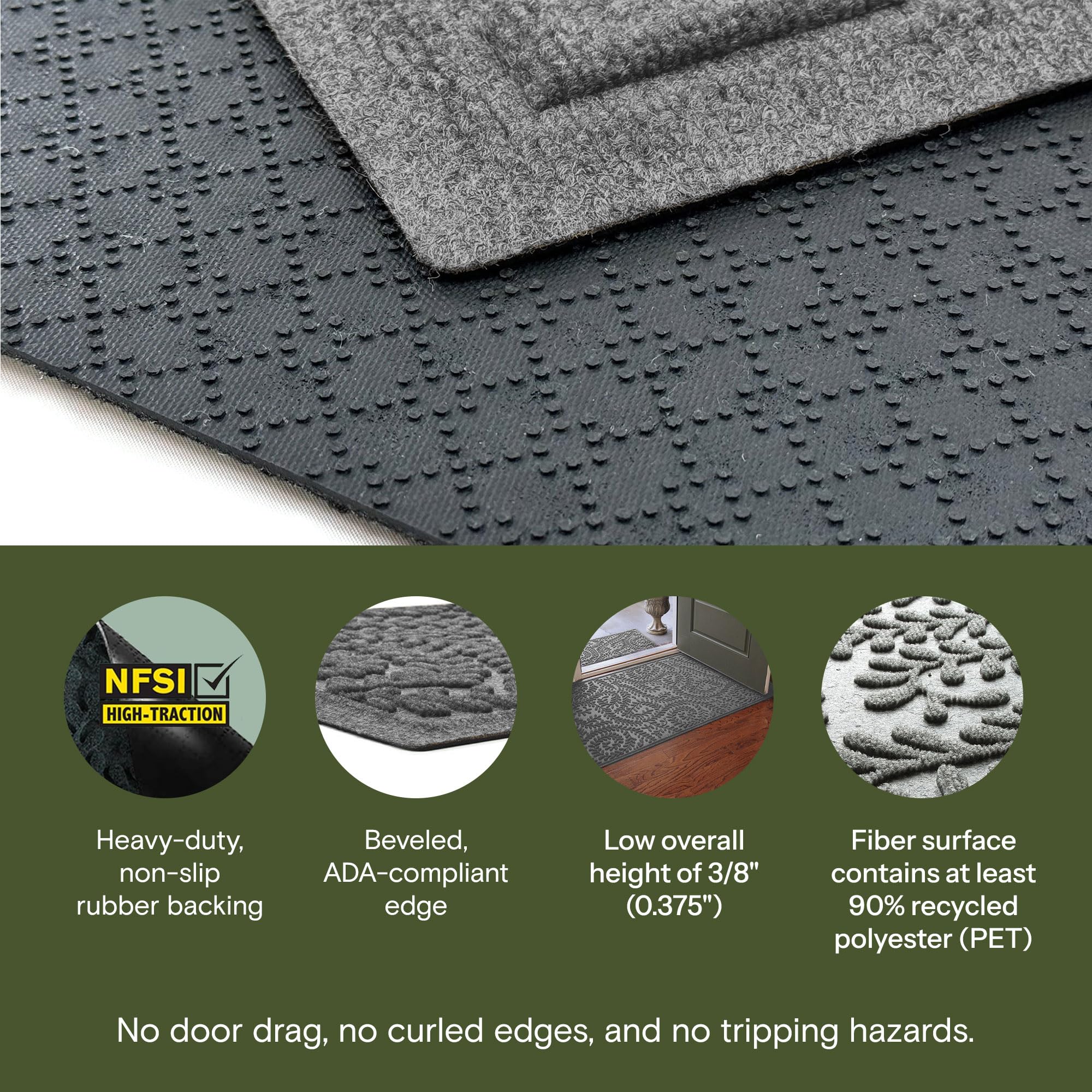WaterHog Boxwood mat ridged pattern emphasizing water trapping design
