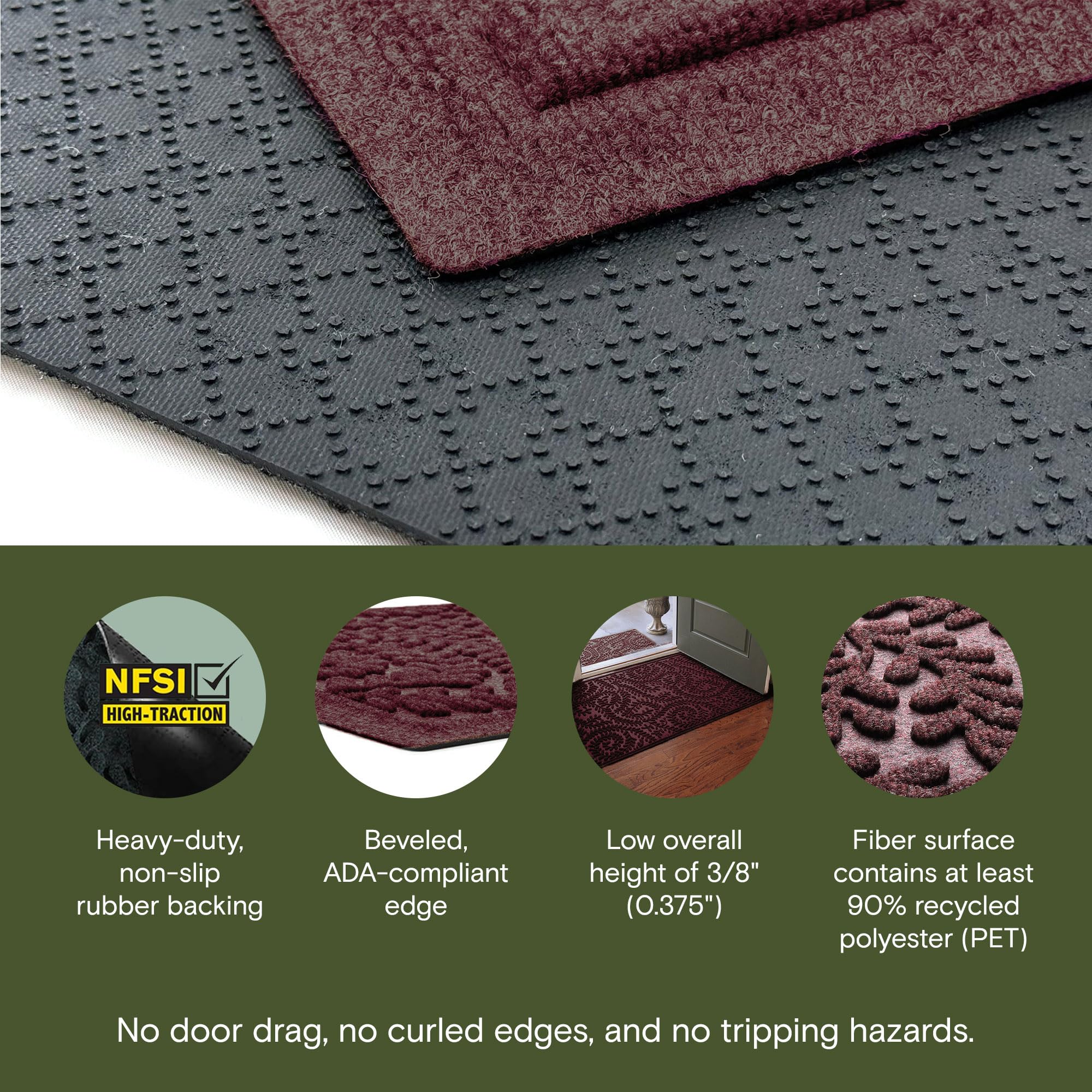 WaterHog Boxwood ridged floral design captures moisture to keep floors dry.