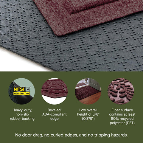WaterHog Boxwood ridged floral design captures moisture to keep floors dry.