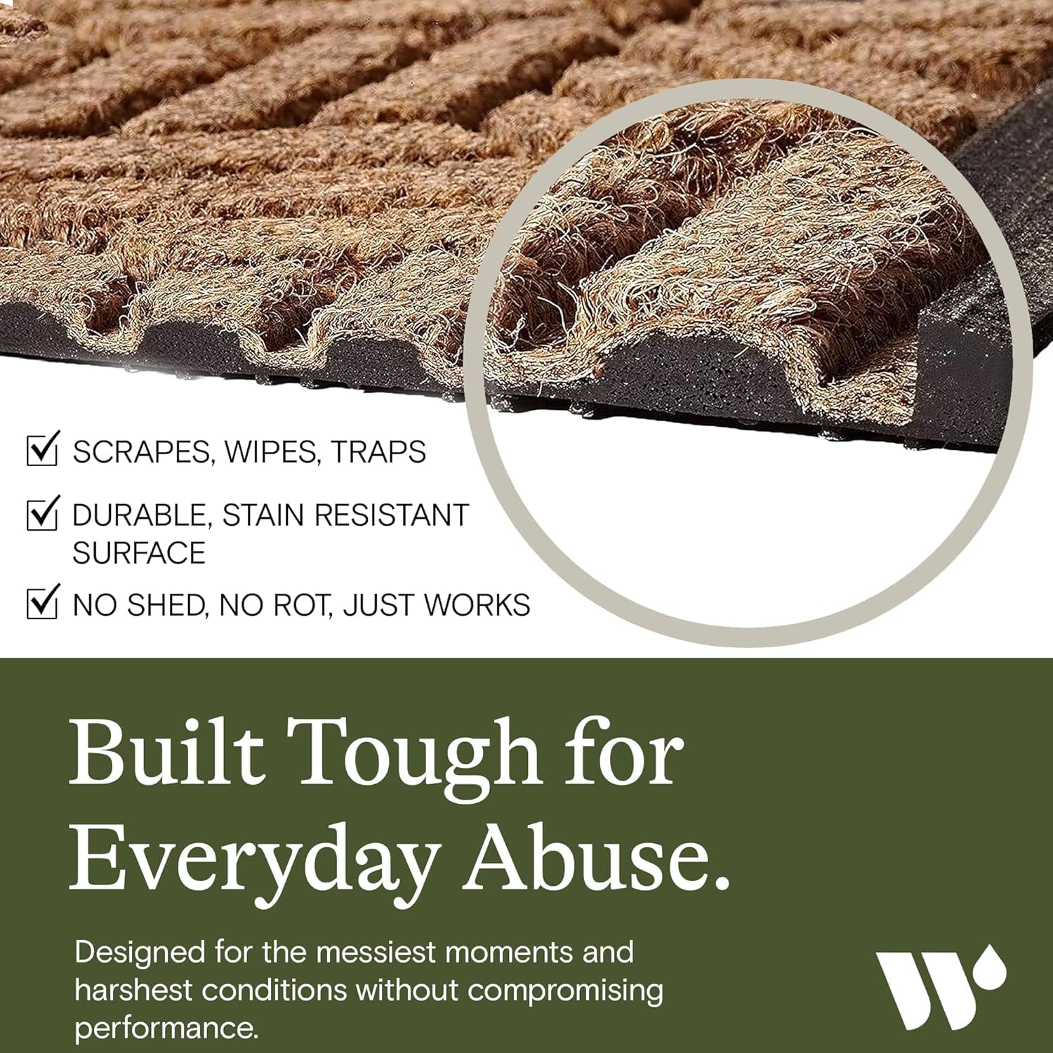 WaterHog Boxwood doormat demonstrates water trapping capacity under wet conditions