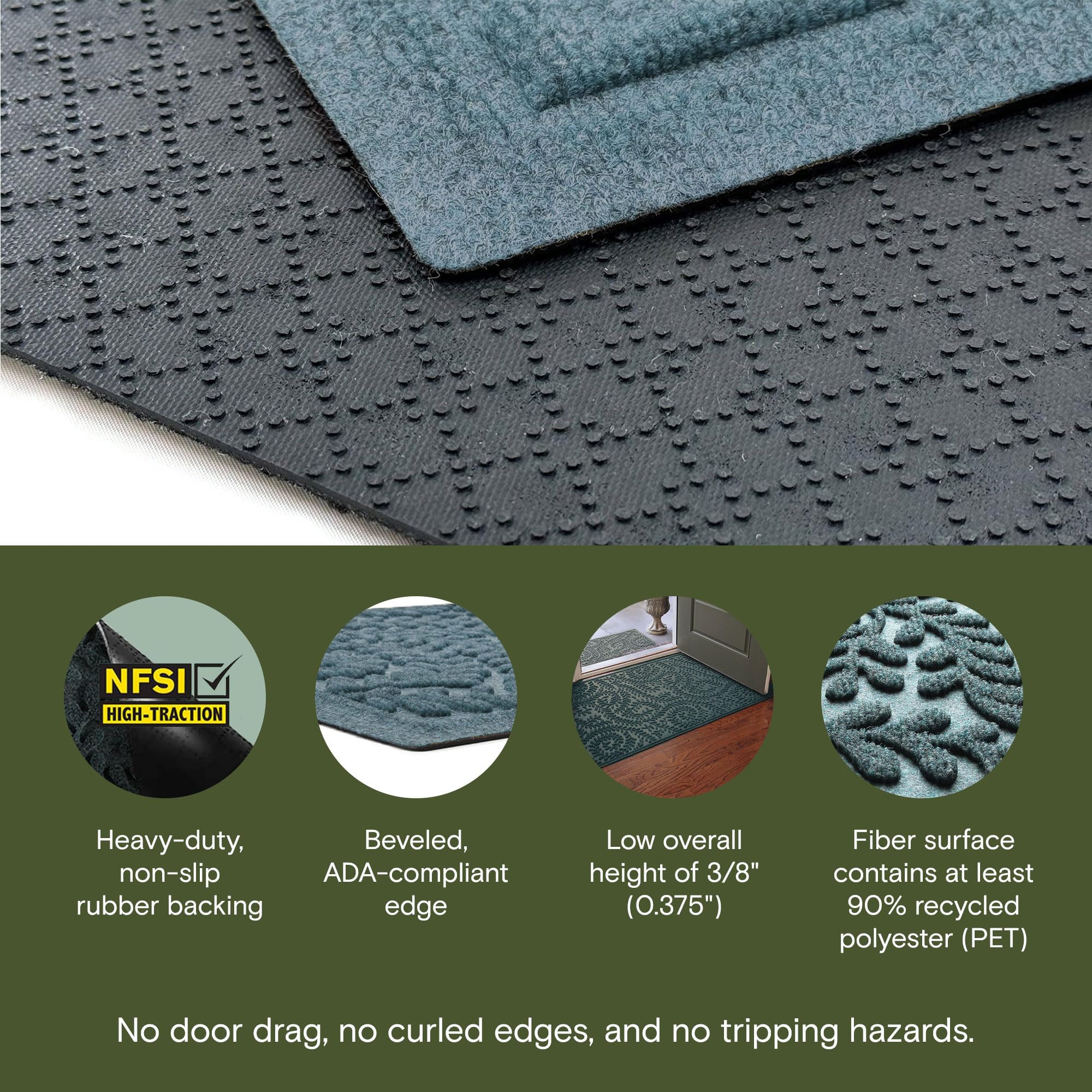 WaterHog Boxwood mat made in USA uses recycled materials