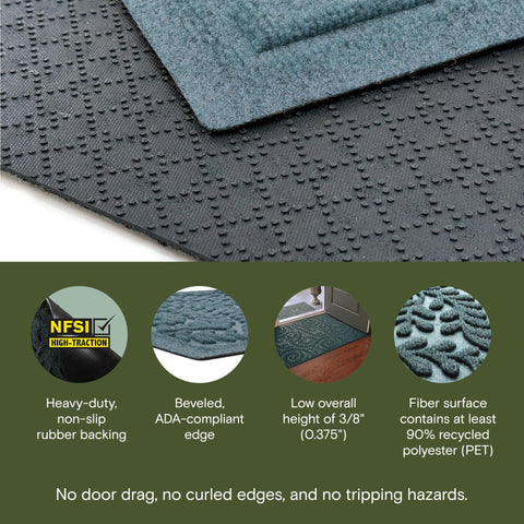 WaterHog Boxwood mat made in USA uses recycled materials