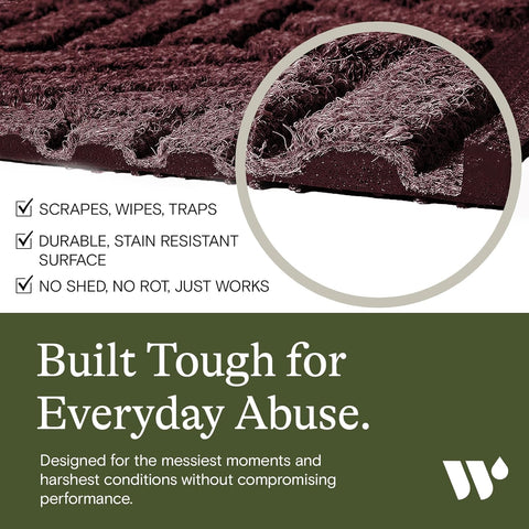 WaterHog Boxwood water-trap design diverts moisture away from shoes.