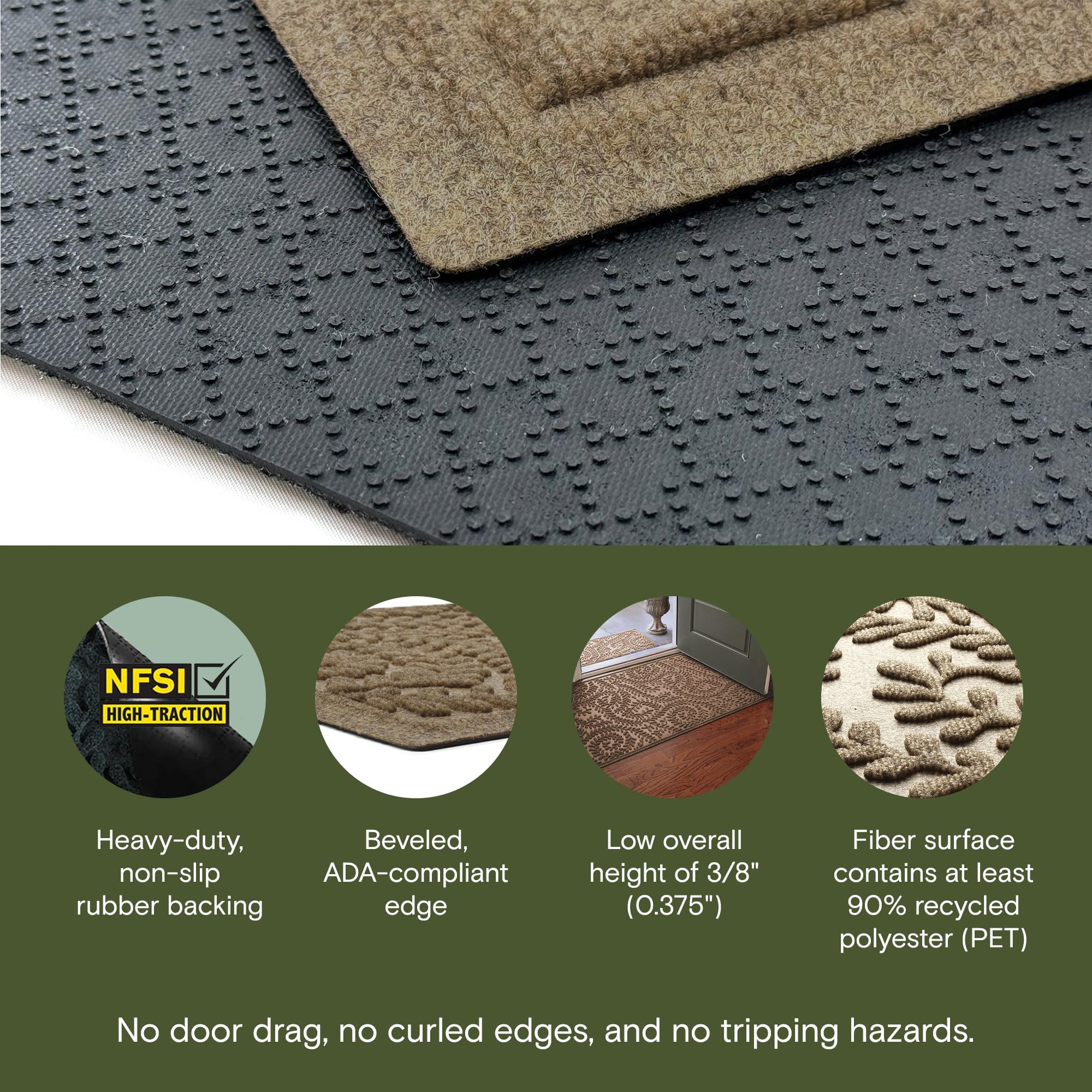 WaterHog Boxwood mat features ridged design to trap water and dirt