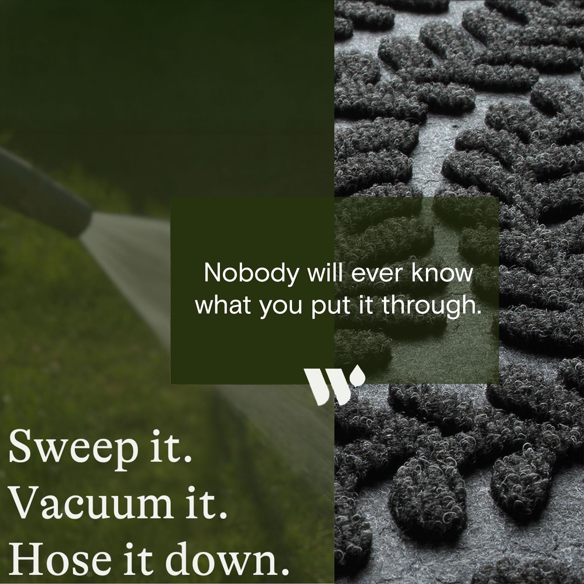 WaterHog Boxwood USA-made charcoal mat for durability and sustainability