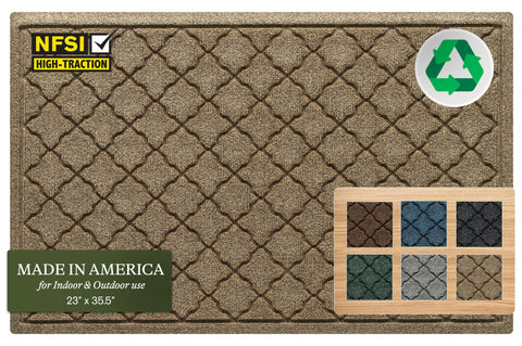 WaterHog Cordova camel front door mat texture captures debris and moisture.