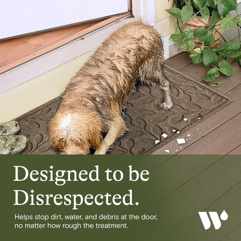 WaterHog recycled PET fibers with SBR rubber backing for eco-friendly durability