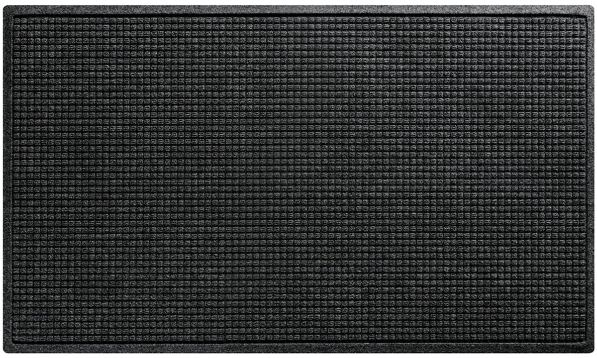 WaterHog Squares charcoal mat in full view, reduces outdoor dirt entry