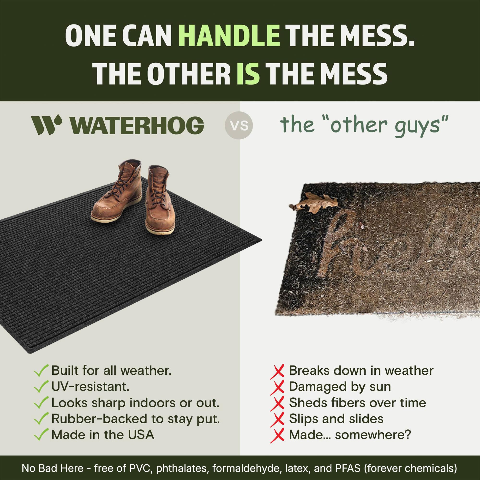 WaterHog Squares water-trap design helps keep floors dry