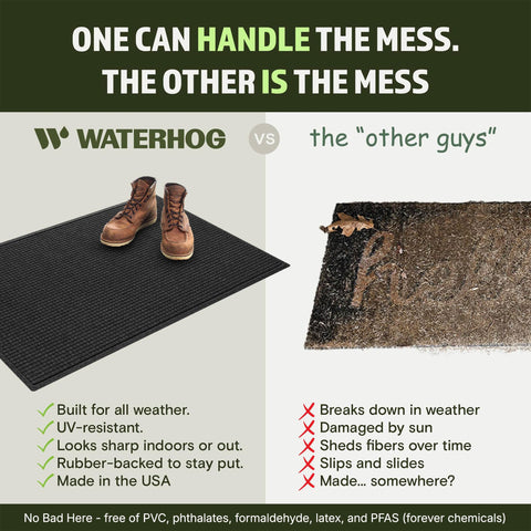 WaterHog Squares water-trap design helps keep floors dry