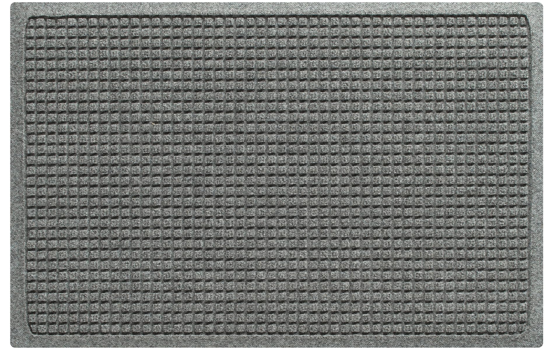 WaterHog Squares front door mat close-up shows absorbent fibers trapping moisture