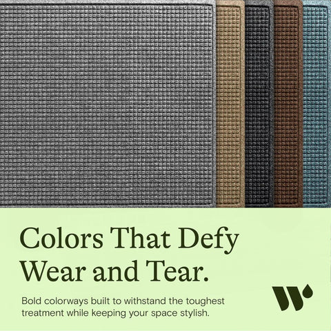 WaterHog Squares door mat low profile stays unobtrusive in tight spaces