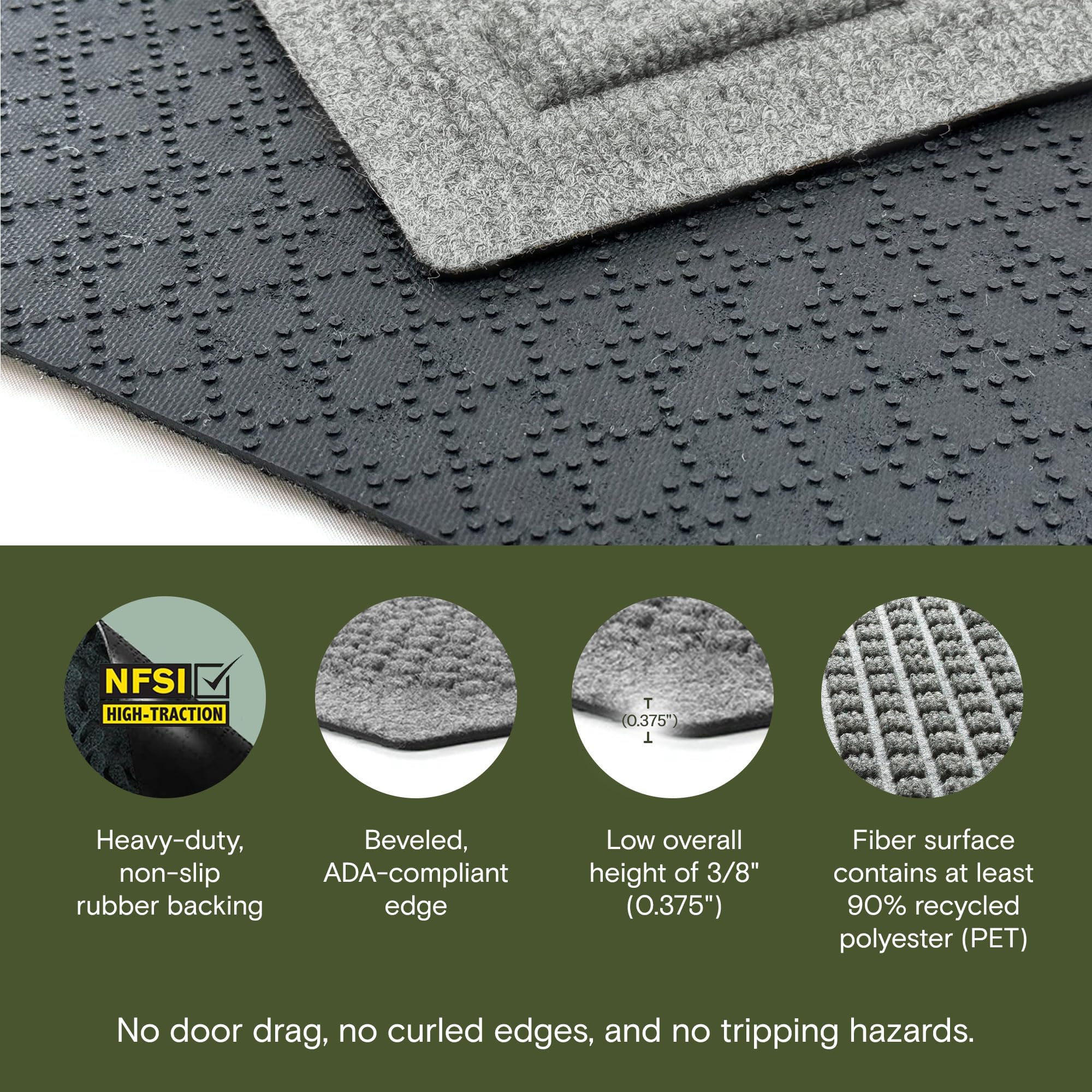 WaterHog Squares front door mat non-slip rubber backing keeps mats in place