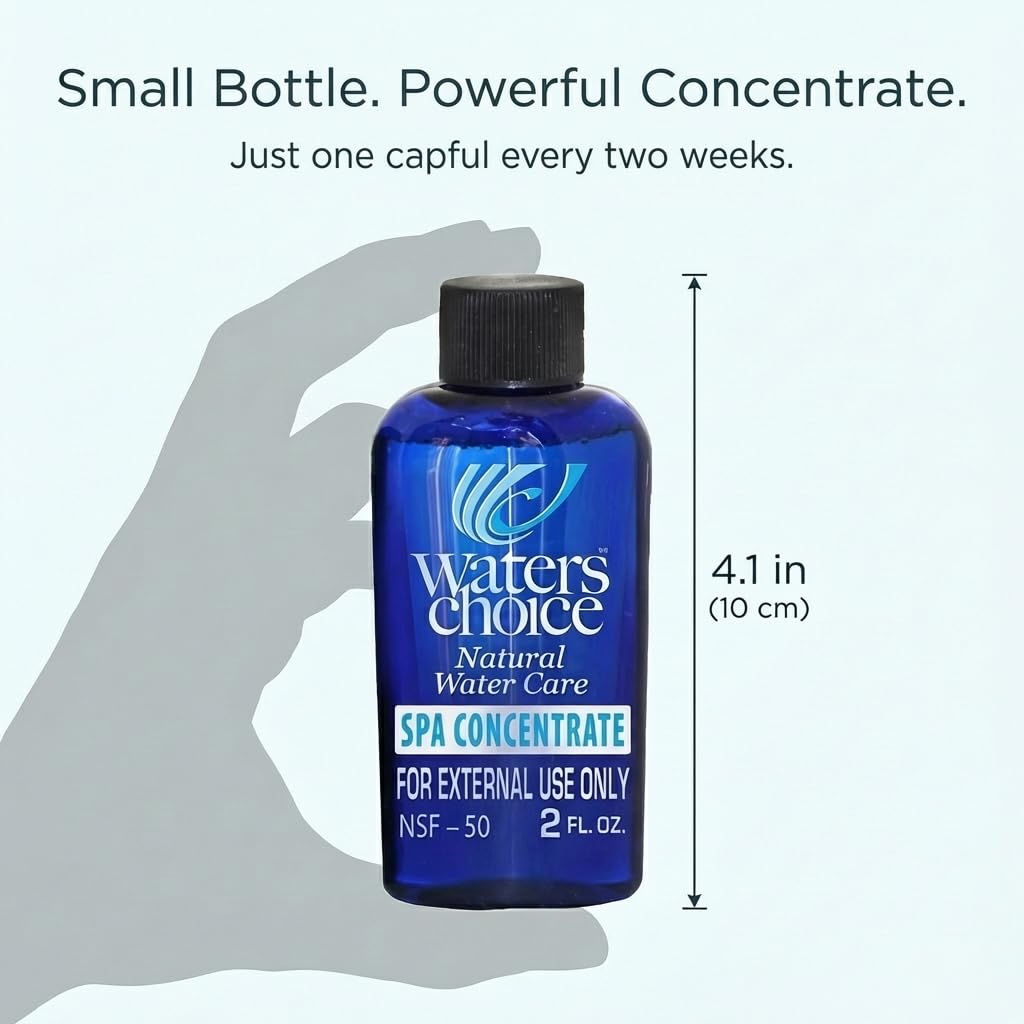 Spa water after Waters Choice treatment shows reduced foam